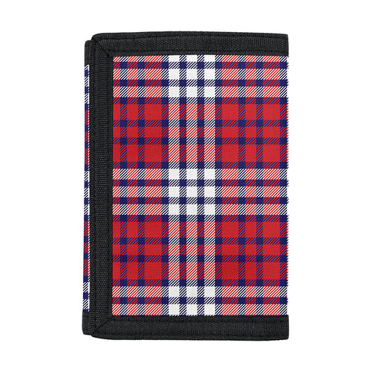 Blue Red And White USA Plaid Print Trifold Wallet