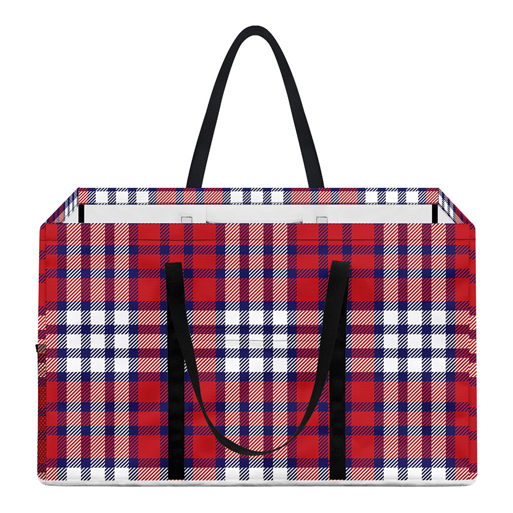 Blue Red And White USA Plaid Print Utility Tote Bag
