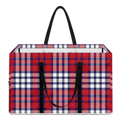 Blue Red And White USA Plaid Print Utility Tote Bag
