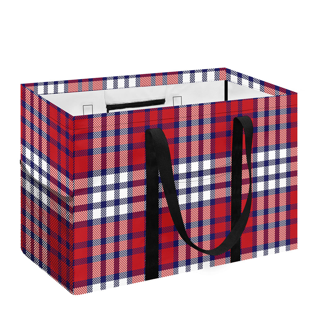 Blue Red And White USA Plaid Print Utility Tote Bag