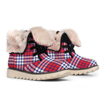Blue Red And White USA Plaid Print Winter Boots