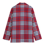 Blue Red And White USA Plaid Print Women's Blazer