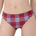 Blue Red And White USA Plaid Print Women's Panties
