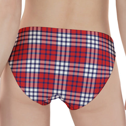 Blue Red And White USA Plaid Print Women's Panties