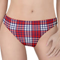 Blue Red And White USA Plaid Print Women's Thong