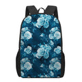 Blue Rose Floral Flower Pattern Print 17 Inch Backpack