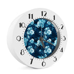 Blue Rose Floral Flower Pattern Print Alarm Clock