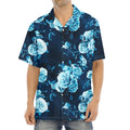Blue Rose Floral Flower Pattern Print Aloha Shirt
