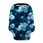 Blue Rose Floral Flower Pattern Print Baby Seat Cover