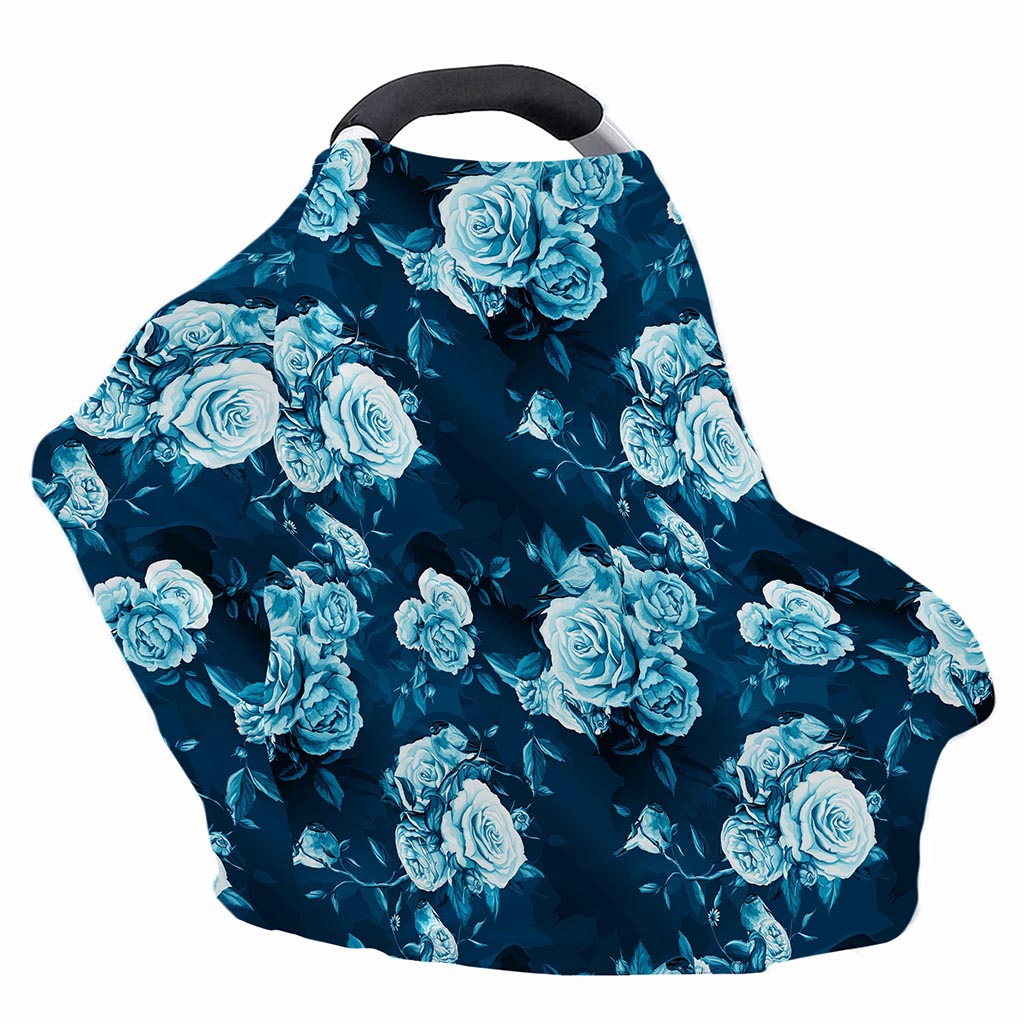 Blue Rose Floral Flower Pattern Print Baby Seat Cover