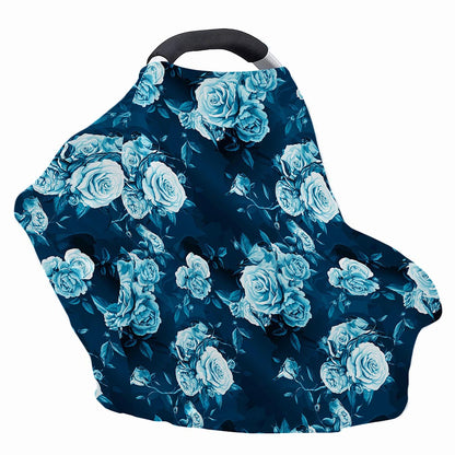 Blue Rose Floral Flower Pattern Print Baby Seat Cover