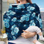 Blue Rose Floral Flower Pattern Print Baby Seat Cover