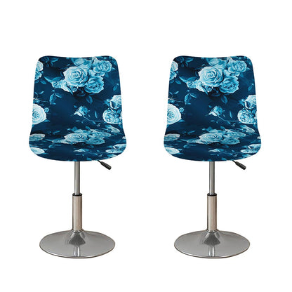 Blue Rose Floral Flower Pattern Print Bar Stool Covers