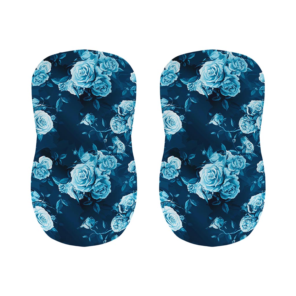 Blue Rose Floral Flower Pattern Print Bar Stool Covers