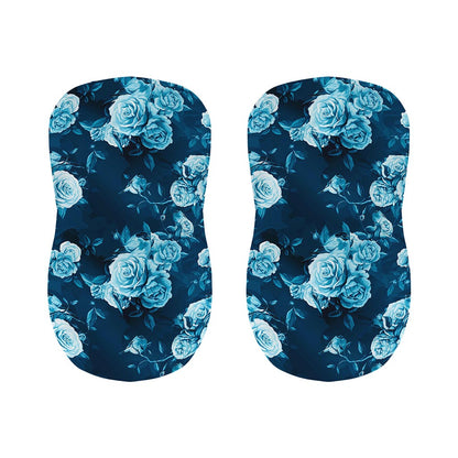 Blue Rose Floral Flower Pattern Print Bar Stool Covers