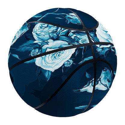 Blue Rose Floral Flower Pattern Print Basketball