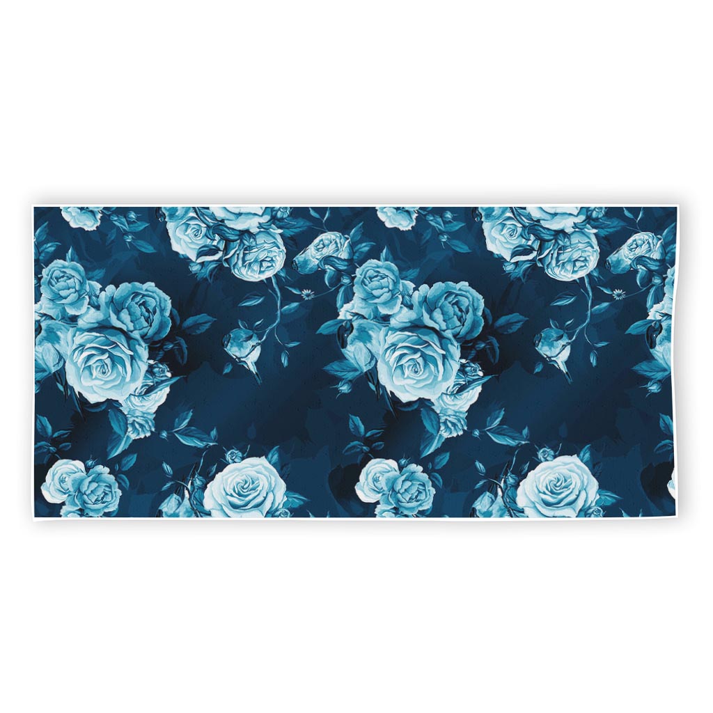 Blue Rose Floral Flower Pattern Print Beach Towel
