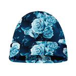 Blue Rose Floral Flower Pattern Print Beanie