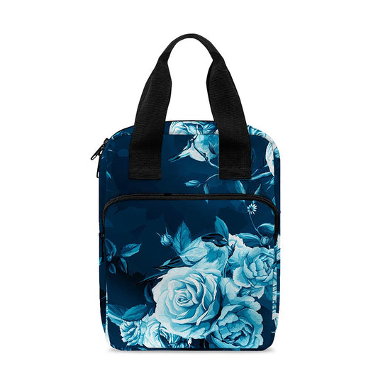 Blue Rose Floral Flower Pattern Print Bible Tote Bag