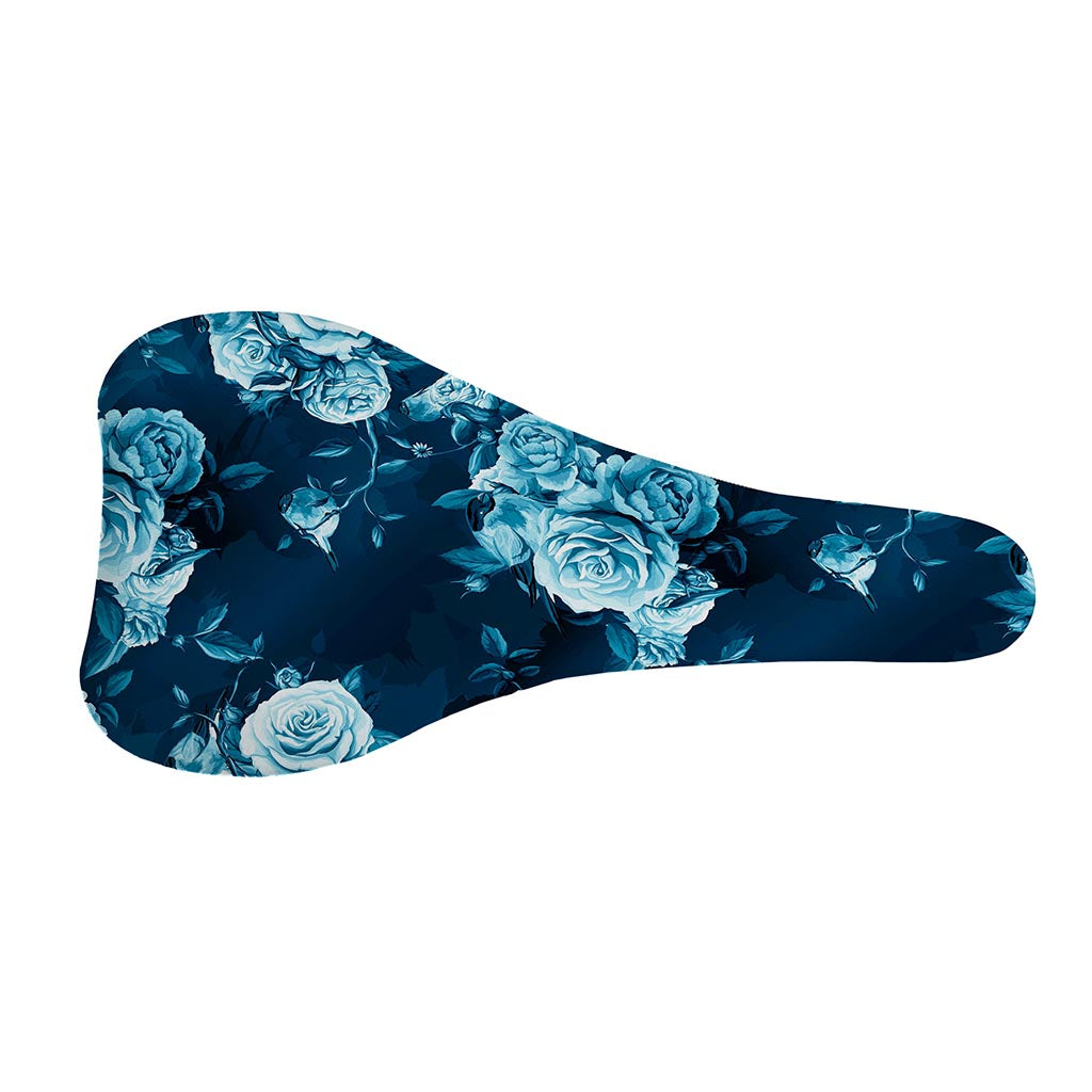 Blue Rose Floral Flower Pattern Print Bicycle Seat Cover