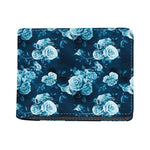 Blue Rose Floral Flower Pattern Print Bifold Wallet