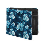 Blue Rose Floral Flower Pattern Print Bifold Wallet