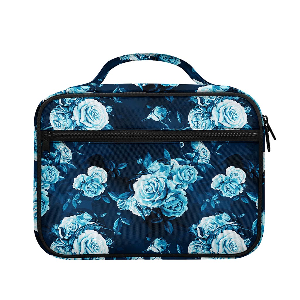 Blue Rose Floral Flower Pattern Print Briefcase Bible Bag