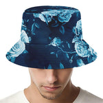 Blue Rose Floral Flower Pattern Print Bucket Hat
