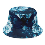 Blue Rose Floral Flower Pattern Print Bucket Hat