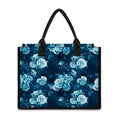 Blue Rose Floral Flower Pattern Print Canvas Tote Bag