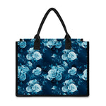 Blue Rose Floral Flower Pattern Print Canvas Tote Bag