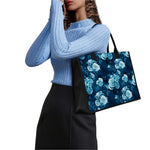 Blue Rose Floral Flower Pattern Print Canvas Tote Bag