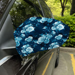 Blue Rose Floral Flower Pattern Print Car Side Mirror Covers