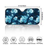 Blue Rose Floral Flower Pattern Print Car Windshield Sun Shade