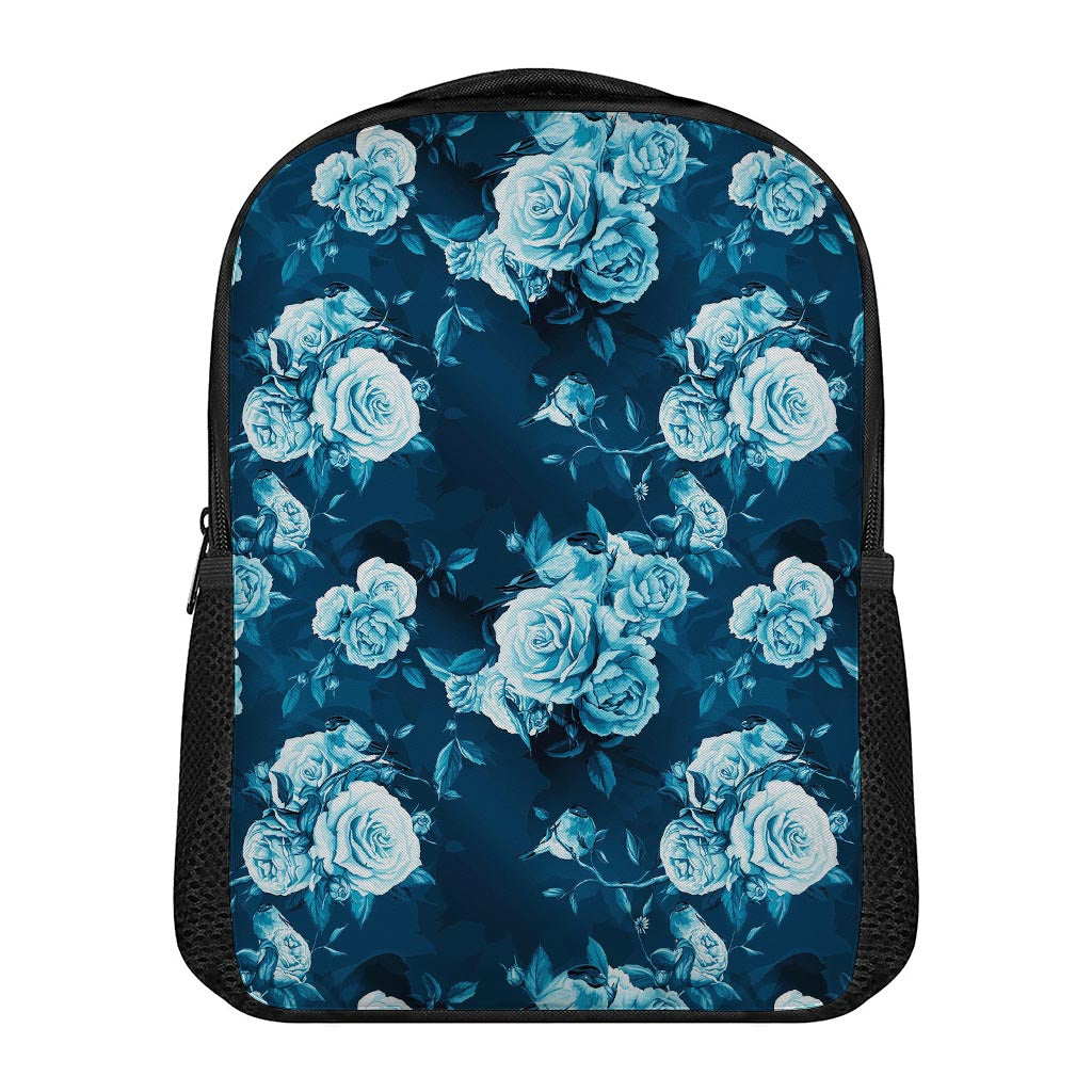 Blue Rose Floral Flower Pattern Print Casual Backpack