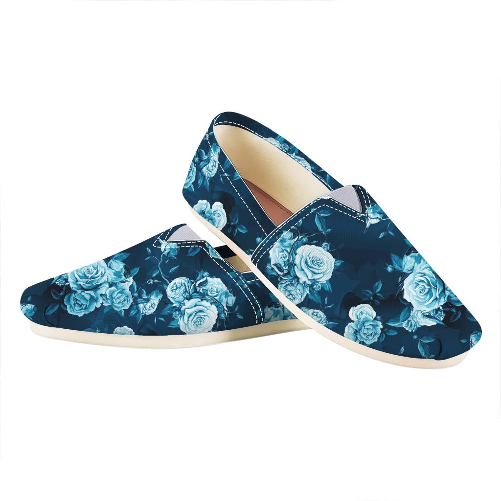 Blue Rose Floral Flower Pattern Print Casual Shoes