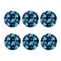 Blue Rose Floral Flower Pattern Print Coaster Set