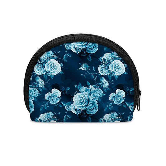Blue Rose Floral Flower Pattern Print Coin Purse