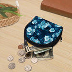 Blue Rose Floral Flower Pattern Print Coin Purse