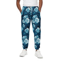 Blue Rose Floral Flower Pattern Print Cotton Sweatpants