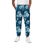 Blue Rose Floral Flower Pattern Print Cotton Pants