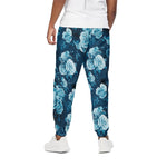 Blue Rose Floral Flower Pattern Print Cotton Pants