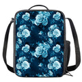 Blue Rose Floral Flower Pattern Print Crossbody Lunch Bag