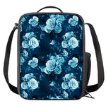 Blue Rose Floral Flower Pattern Print Crossbody Lunch Bag
