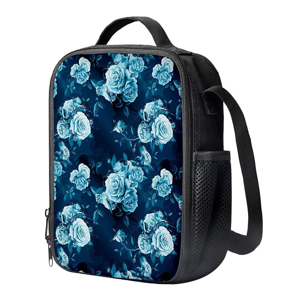 Blue Rose Floral Flower Pattern Print Crossbody Lunch Bag