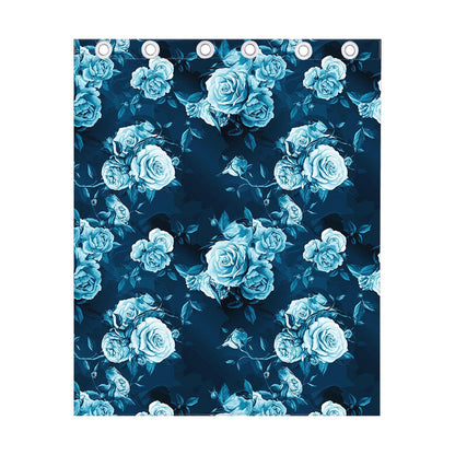 Blue Rose Floral Flower Pattern Print Curtain