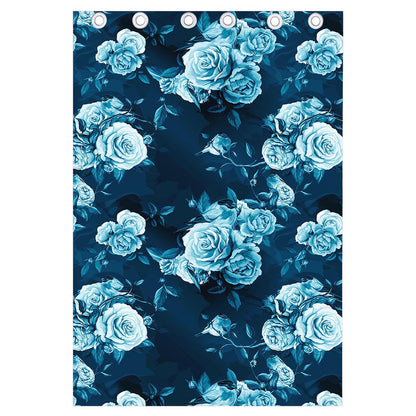 Blue Rose Floral Flower Pattern Print Curtain