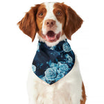 Blue Rose Floral Flower Pattern Print Dog Bandana