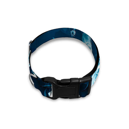 Blue Rose Floral Flower Pattern Print Dog Collar