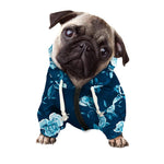 Blue Rose Floral Flower Pattern Print Dog Zip Up Hoodie